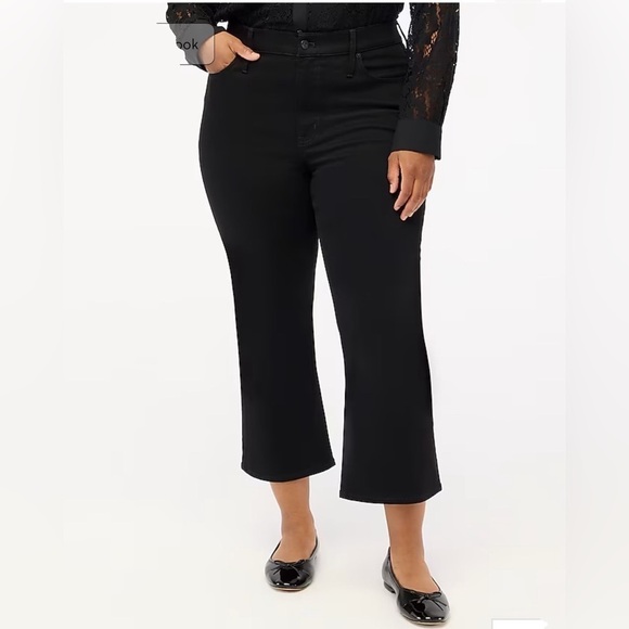 J Crew Factory Curvy mid-rise flare crop black signature‎ stretch 34 NWT CD770 - Picture 1 of 12